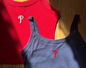 Phillies embroidered tank top | Phillies fitted shirt