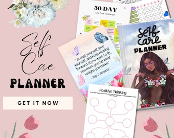 Digital PDF Self Care Planner Version 1, 75 pages, Self Love Planner, Printable PDF, Planner Gift Idea, Habit Journal, Minimalist Tracker