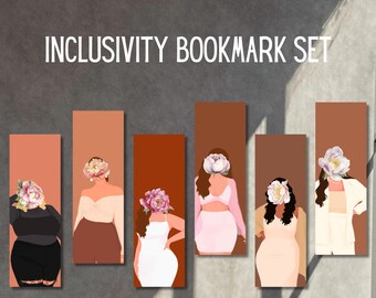 Set of 6 Women Inclusivity Bookmarks, Inspirational Bookmark Set, Digital Download, Gift for Women, Gift for Mom, Book Lover Gift Idea