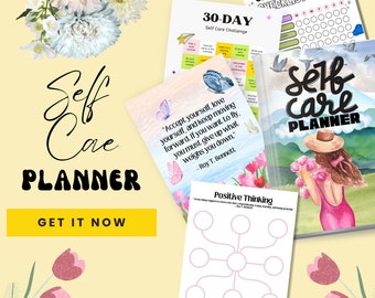 Printable PDF Self Care Planner Version 1, 75 pages, Self Love Planner, Digital PDF, Planner Gift Idea, Habit Journal, Minimalist Tracker