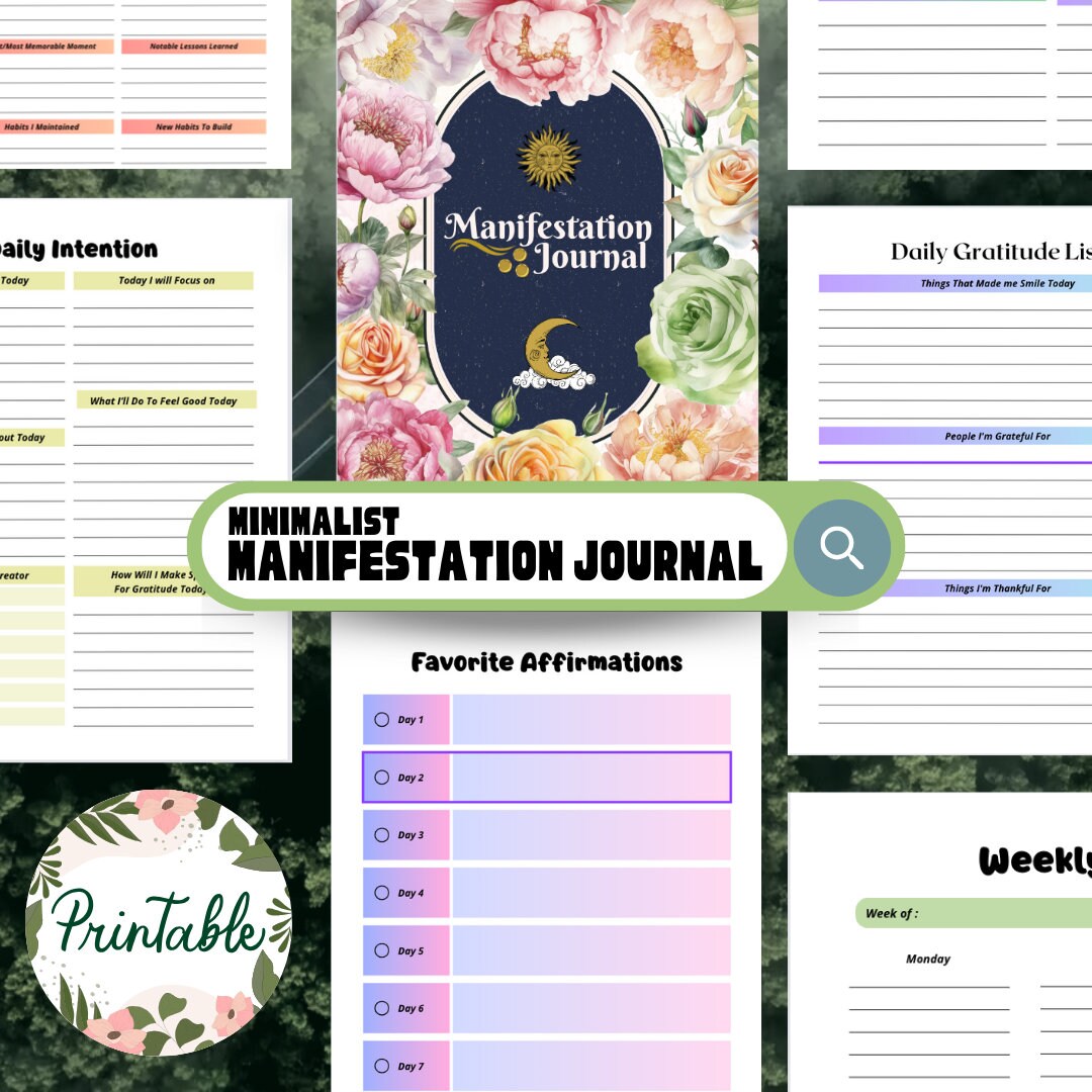 Minimalist Manifestation Journal, 40 Pages Positivity Journal ...