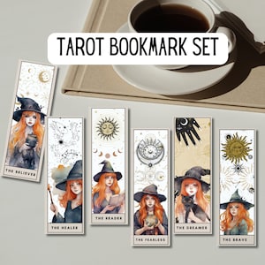 Set of 6 Tarot Aesthetic Bookmarks, Magic Themed Bookmark Set, Digital Download, Gift for Women, Gift for Mom, Book Lover Gift Idea