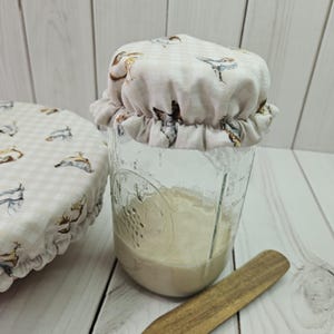 Sourdough Starter Jar Cover, Wide-Mouth Jar Cover, Reusable Waterproof Cover, Bowl Cover, Waterproof Lining, Eco-friendly, Sustainable image 2