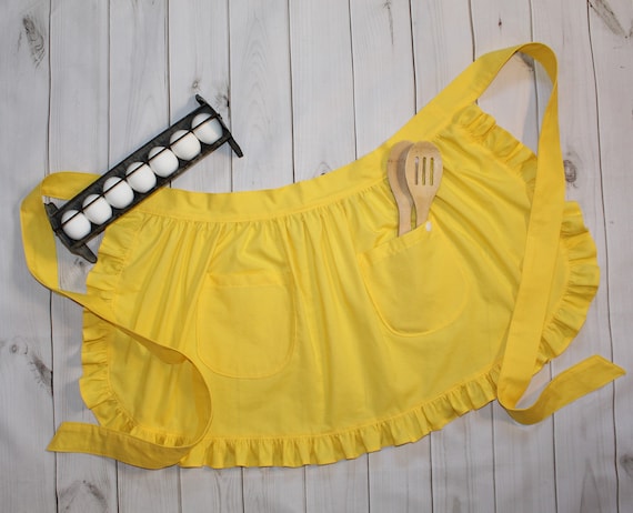 Vintage Halbschürze Mit Rüschen & Taschen, Verstellbar – Süße Retro-Küchenschürze Für Damen
