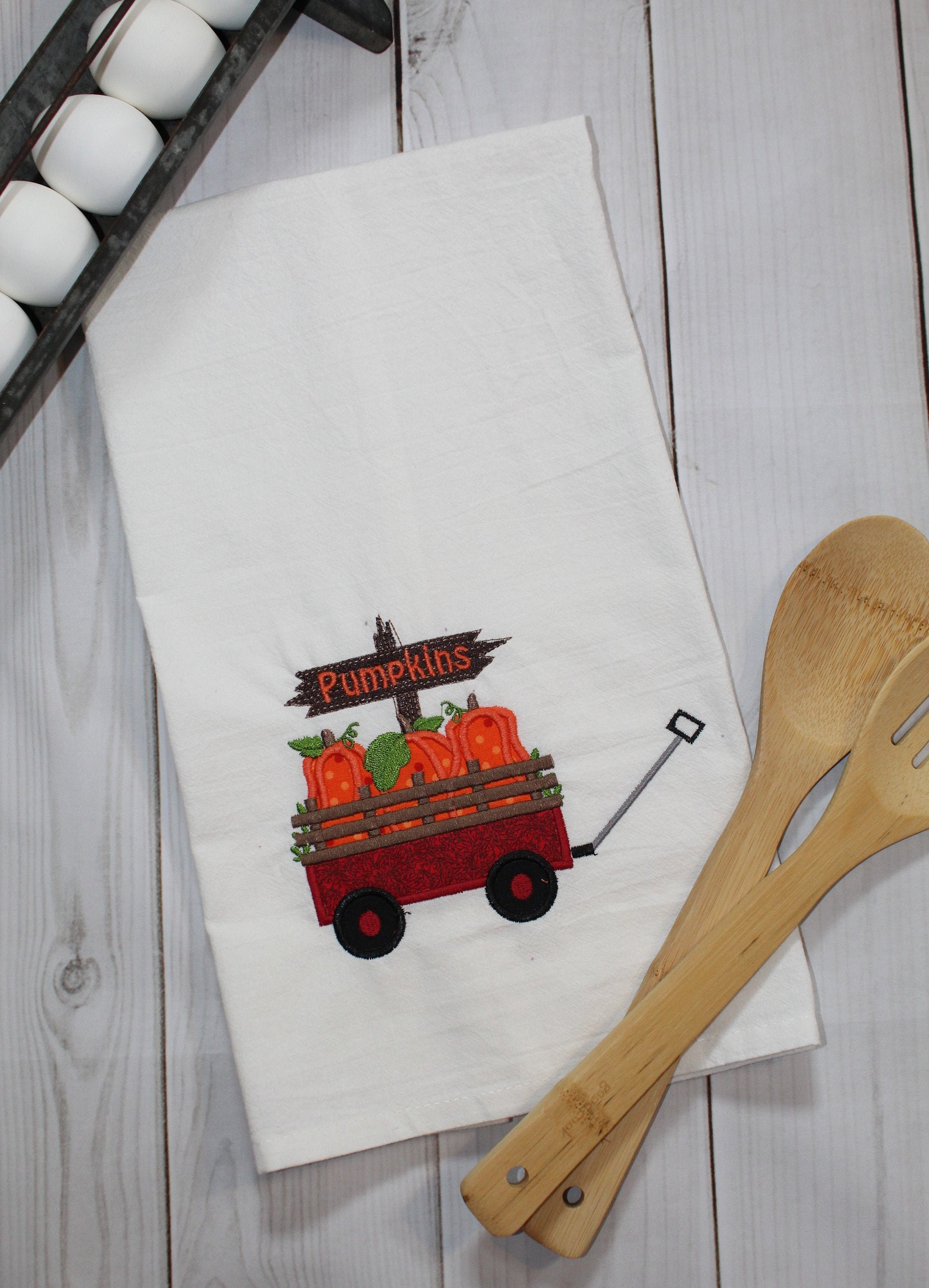 Vagón de calabaza Toallas de cocina bordadas Toalla de Acción | Etsy