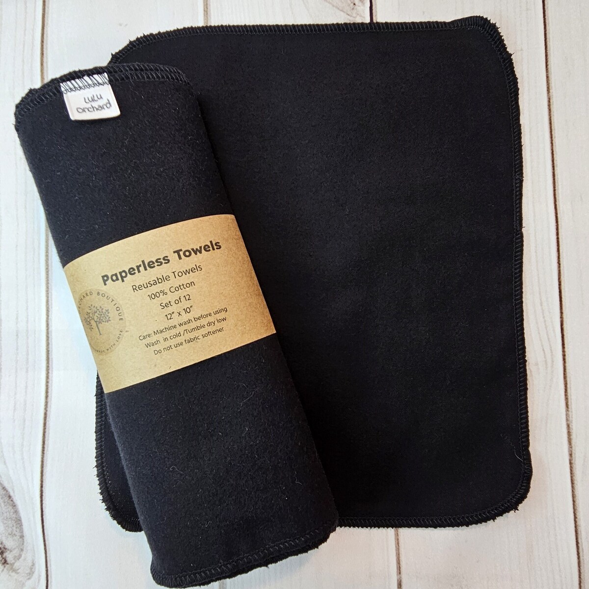 Black Paperless Paper Towels, 6, 12, 24 Count, Washable Paper Towel, Reusable Paper Towel, Unpaper, 100% Cotton, Zero Waste Towel - Etsy