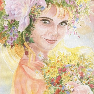 Summer Painting Girl Original Art Artwork Digital Print By Oksana Usenko