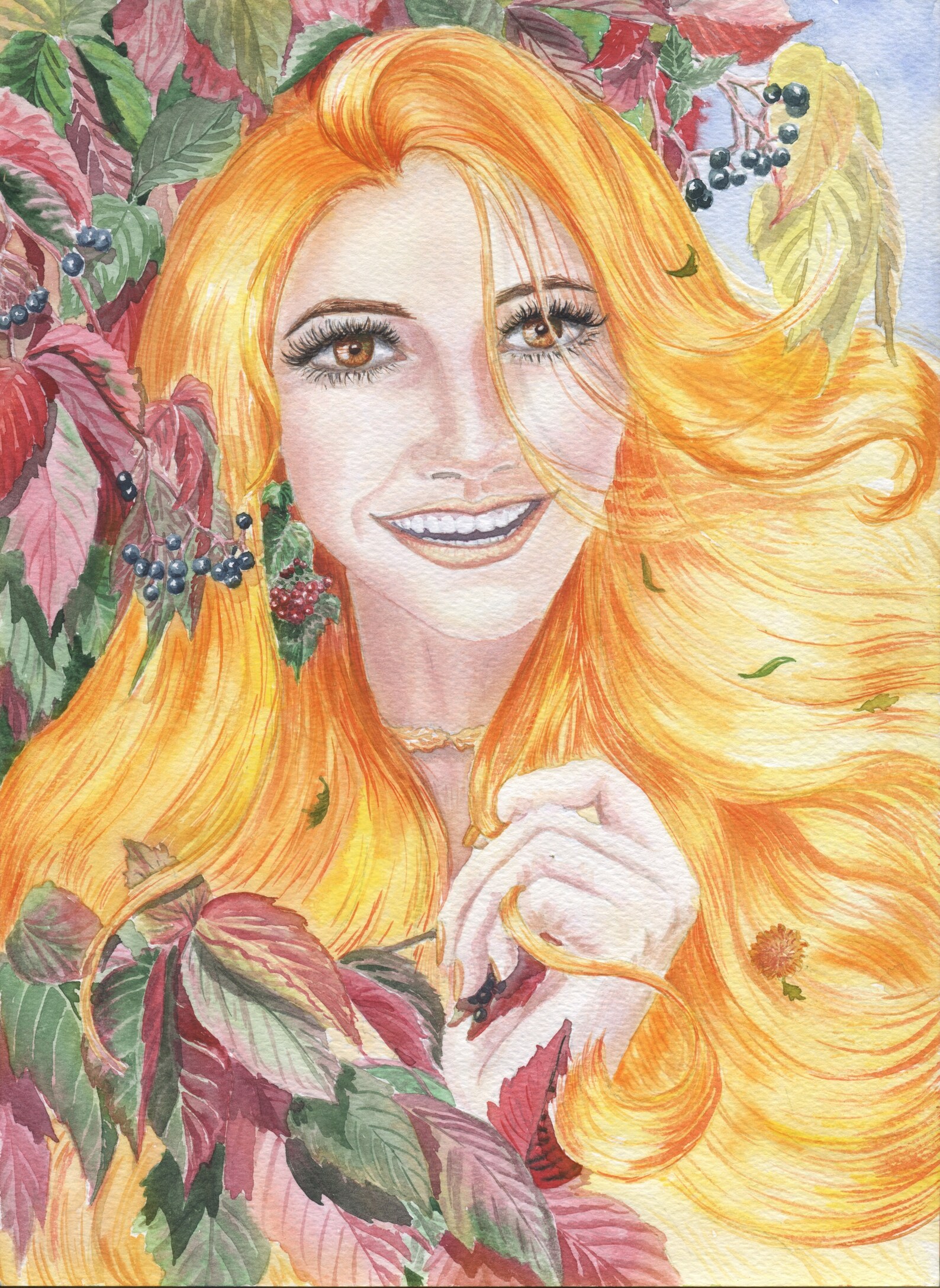 ะutumn Painting Girl Original Art Artwork Digital Print by Oksana