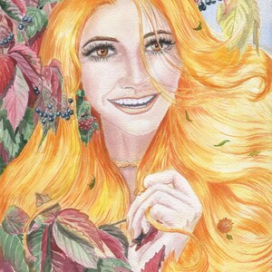 Аutumn Painting Girl Original Art Artwork Digital Print By Oksana Usenko