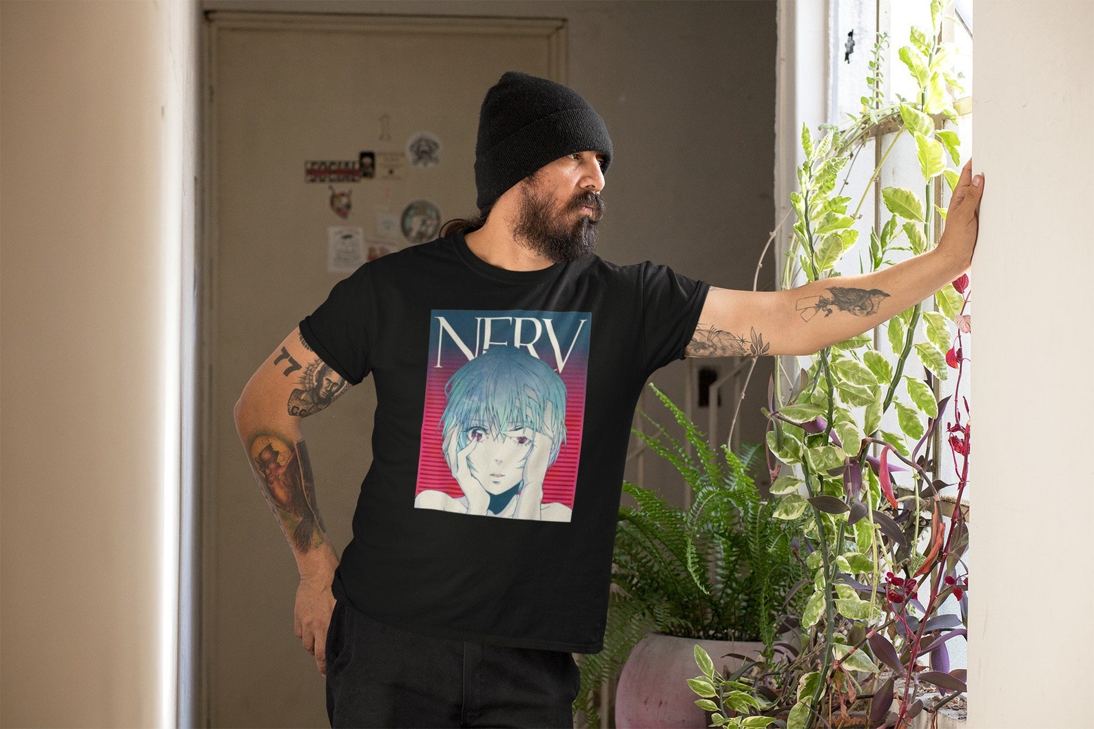 Neon Genesis Evangelion NERV Rei Ayanami Vtg Black Tee Etsy