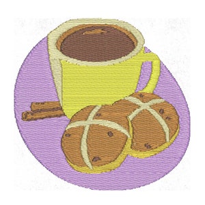 Embroidery files Easter - Hot Cross Buns - Coffee
