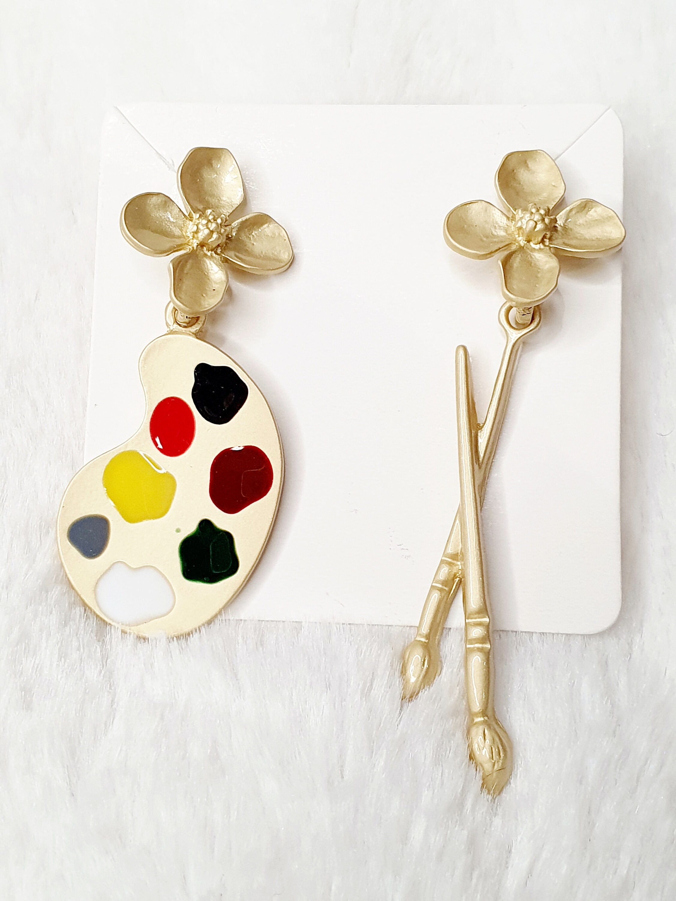 Artist Paint Palette Earring Studs Paint Palette Earring Etsy