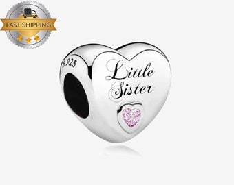 Heart Sister charm pendant,Big sister,Middle sister,Little sister charm,Family Charm,Silver word charm,Bulk charm--30x31mm-YF397-399 3pcs-
