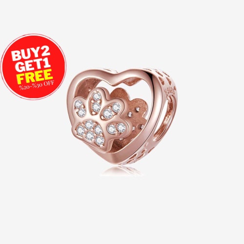 Rose Gold Dog Paw Charm for Pandora 