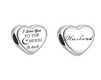 Husband Heart Charm for Bracelet 