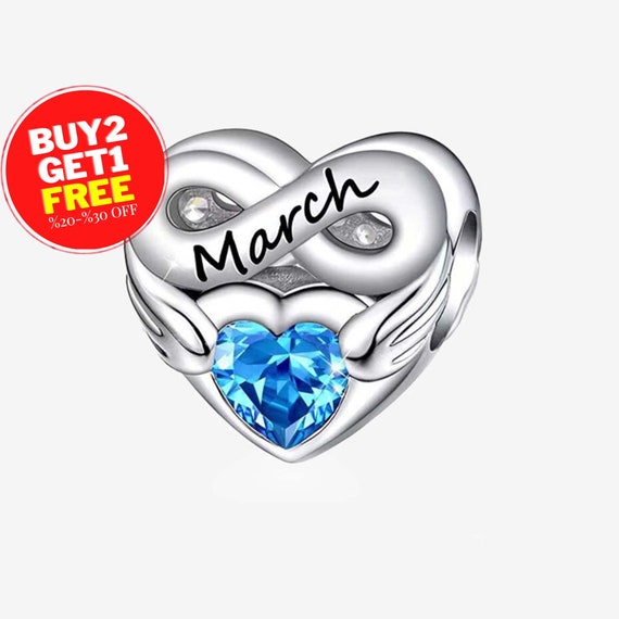 March Birthstone Charm for Bracelet 