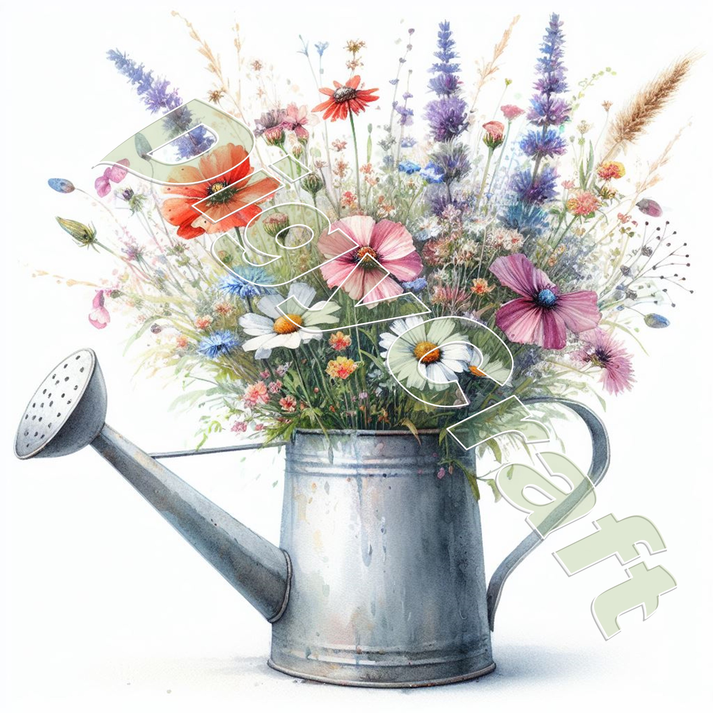 25 Flowers in the Watering Can, Watercolor - Etsy