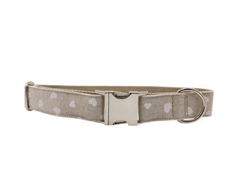 Halsband / Hundehalsband - Beige/Natur Herzen / Hochzeit