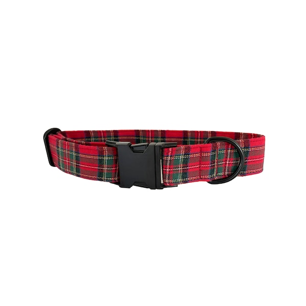 Halsband / Hundehalsband - Rot kariert - Weihnachten - Flanell