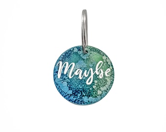 Dog tag / tag for dogs blue-green - personalized with name / on both sides / with telephone number / engraving