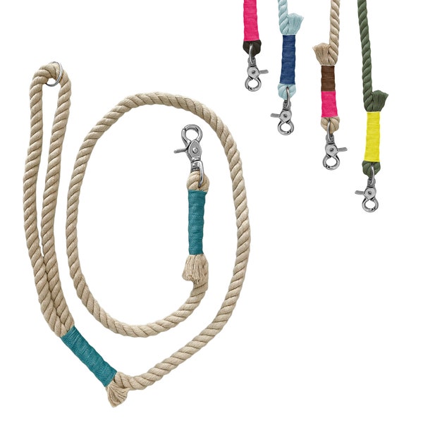 Corda con cinturino a mano - 1,2 m / cotone / guinzaglio per cani / diversi colori