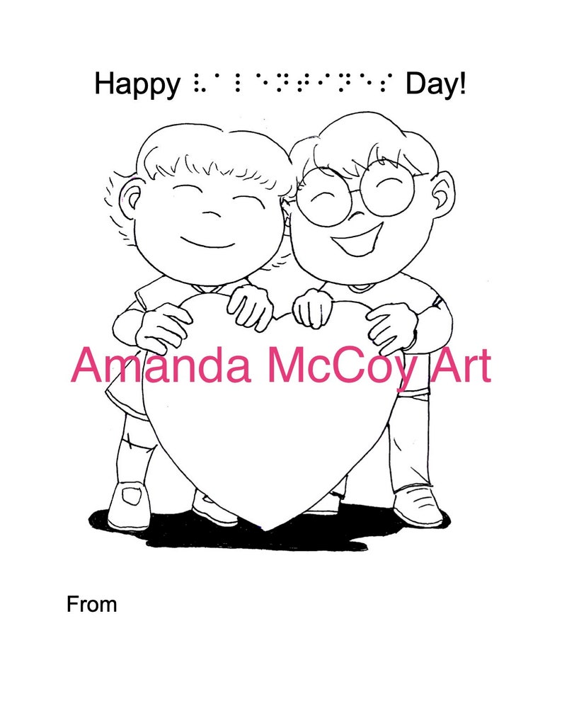 Braille Themed Valentines Cards Coloring and Activity Sheets image 3