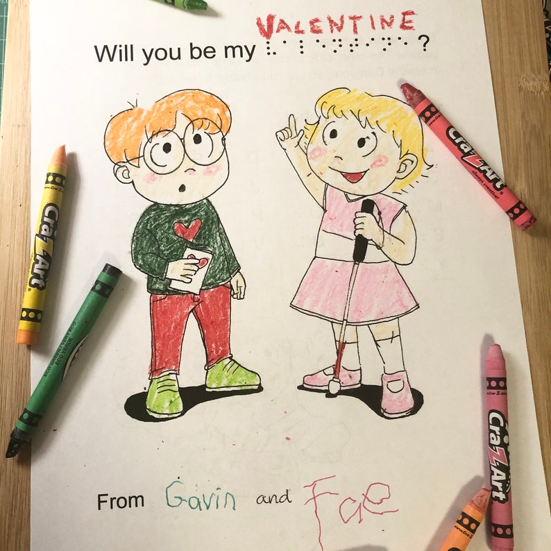 Braille Themed Valentines Cards Coloring and Activity Sheets image 5