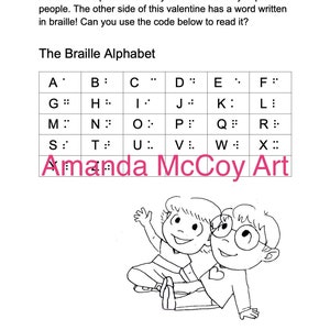 Braille Themed Valentines Cards Coloring and Activity Sheets image 4