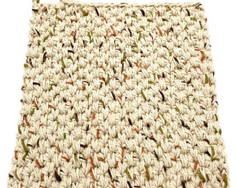 Potholders, Hot Pads, Large Double Thick, Oven Mitt, Crochet with two 100% cotton yarn strands in color oatmeal, neutral  fits all kitchens