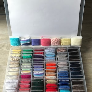 Yarn Remnants Variety Pkg in Organizer for Arts Crafts, Scrap Sample Yarn for Journals, Gift Tags, Fibre Embellishments, Quilting, Art Fibre