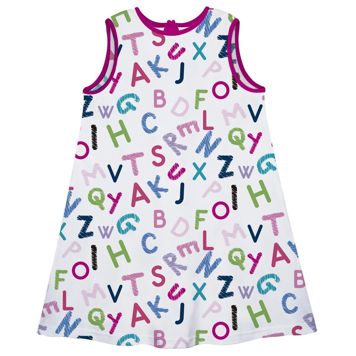 Alphabet Print White A Line Dress Etsy