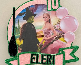 Wicked Elphaba and Glinda themed pop out Birthday Cake Topper