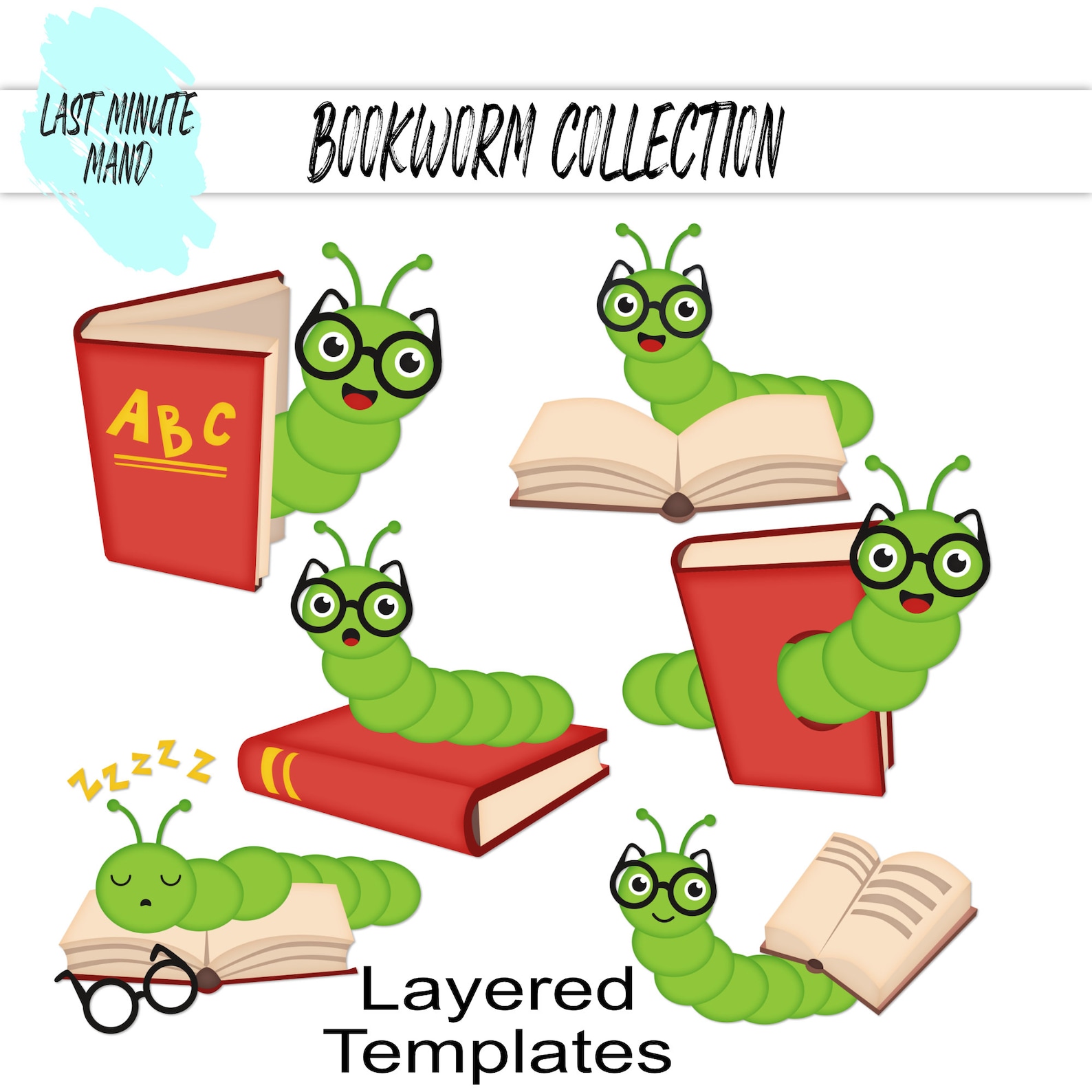 Bookworm Collection Layered Templates PSD 1 - Etsy