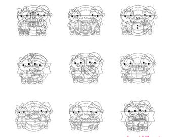 Gingerbread Couple Christmas Digi Stamps – Holiday Clipart (Digital Download)