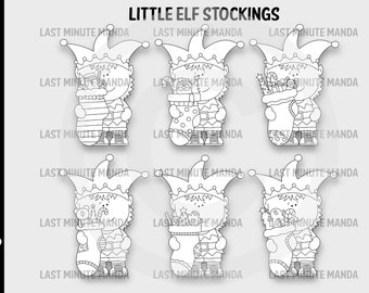 Little Elf Stockings Digital Stamps