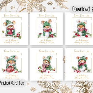 Jeu de souris de Noël 1 5 x 5 | Cartes de Noël exclusives à imprimer, couper et plier | Bricolage pour les fêtes de fin d'année
