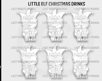 Little Elf Christmas Drinks Digital Stamps
