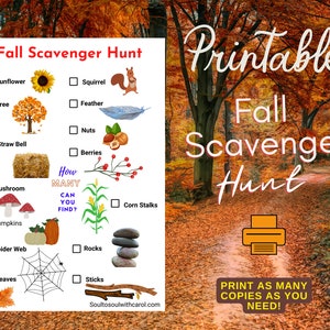 Fall Scavenger Hunt Checklist/Halloween Scavenger Hunt/Family Fun printable image 3