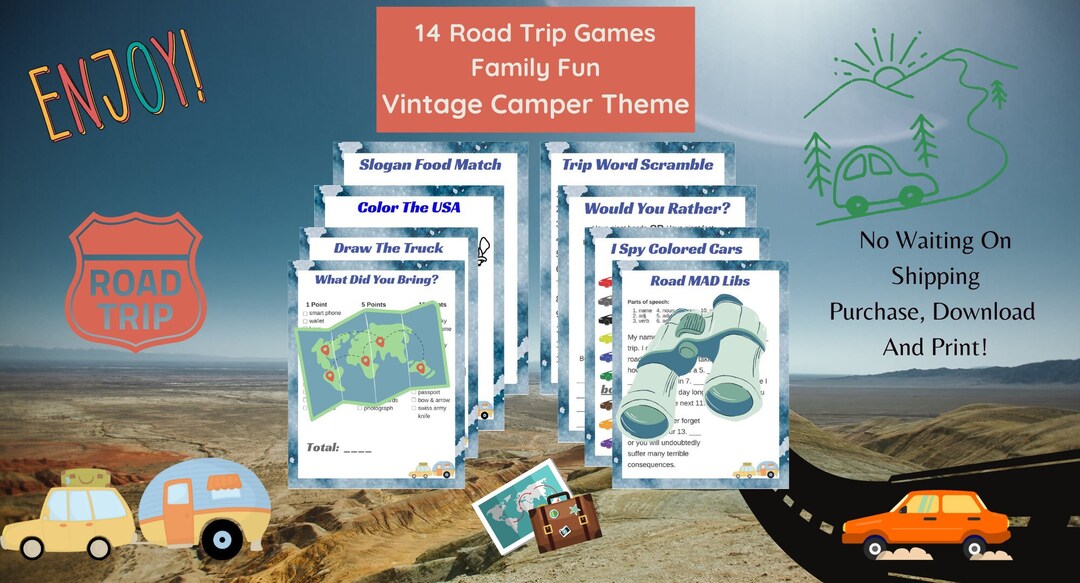 Printable Family Road Trip Games - Etsy