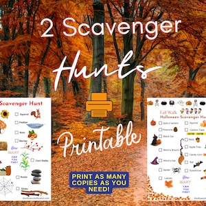 Fall Scavenger Hunt Checklist/Halloween Scavenger Hunt/Family Fun printable image 1