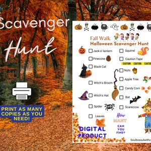 Fall Scavenger Hunt Checklist/Halloween Scavenger Hunt/Family Fun printable image 2