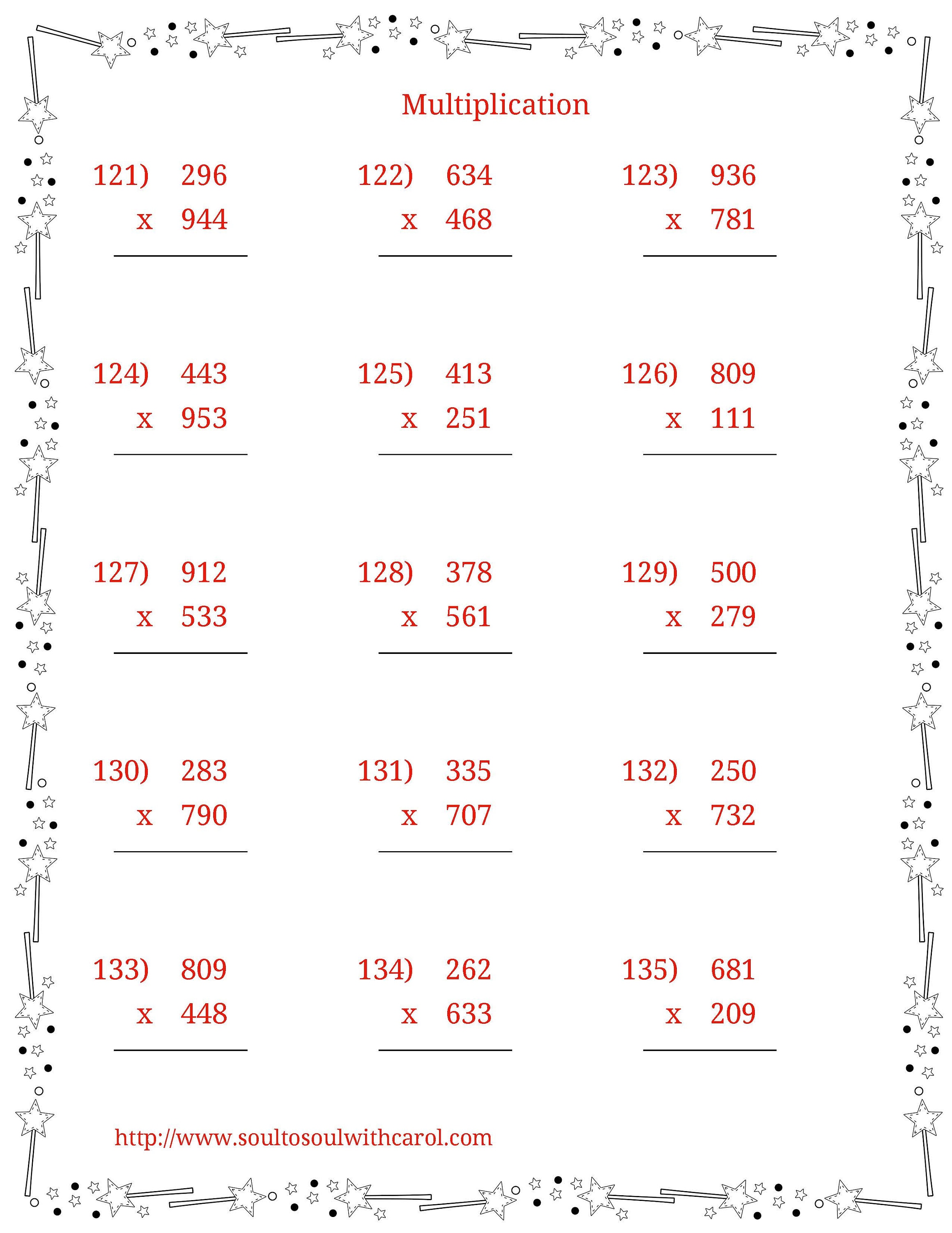 150 Triple Digit Multiplication Problems, Homeschooling Math Worksheets ...