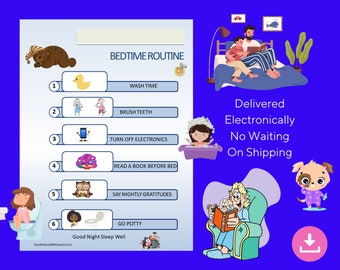 Kids Bedtime Routine Charts, Kids Bedtime Checklist Plus Bonus Sleep Guide