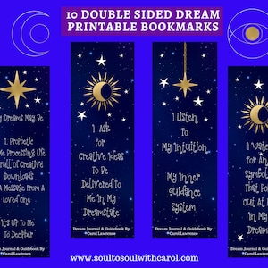 10 Double-Sided Printable Dream Bookmarks, booklover, printable