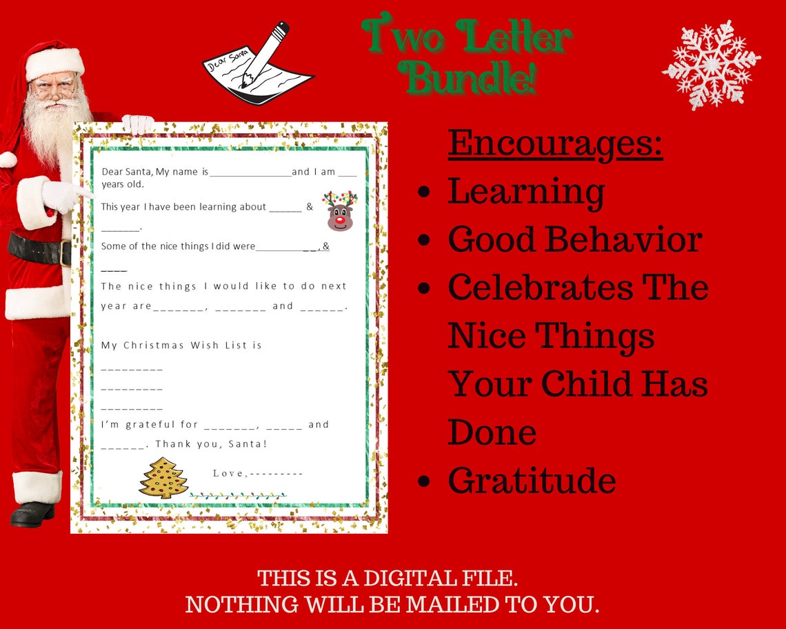 Letter to Santa / Letter From Santa / Editable Letter to Santa &amp; Return ...