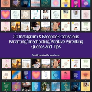 50 Conscious Parenting Quotes Instagram Editable Canva Templates l Unschooling/Encouraging/Inspiring l Quote Pack