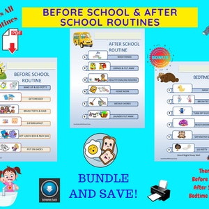 Kids Before And After School Routine / Bedtime Routine / PDF Printables