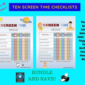 Help your preschooler learn fun life long habits and earn tablet time. Download my screen time checklist and print.