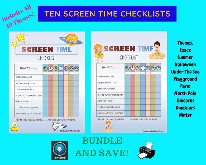 Help your preschooler learn fun life long habits and earn tablet time. Download my screen time checklist and print.