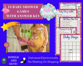 14 Baby Shower Games With Shooting Star Border / Printable